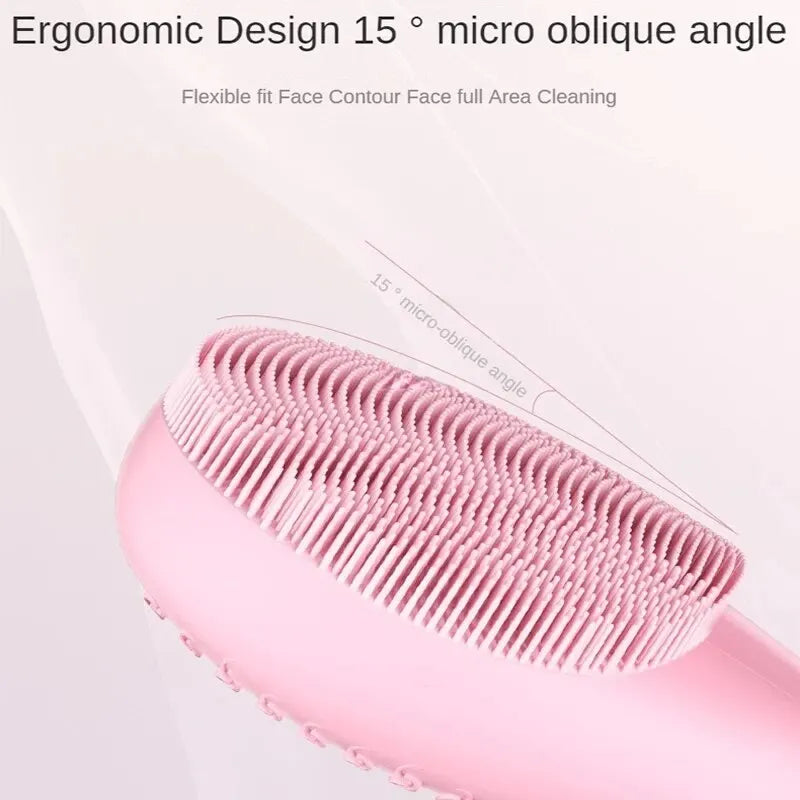 Electric cleansing brush in use