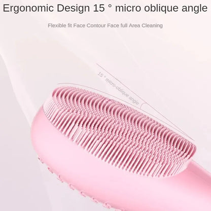 Electric cleansing brush in use