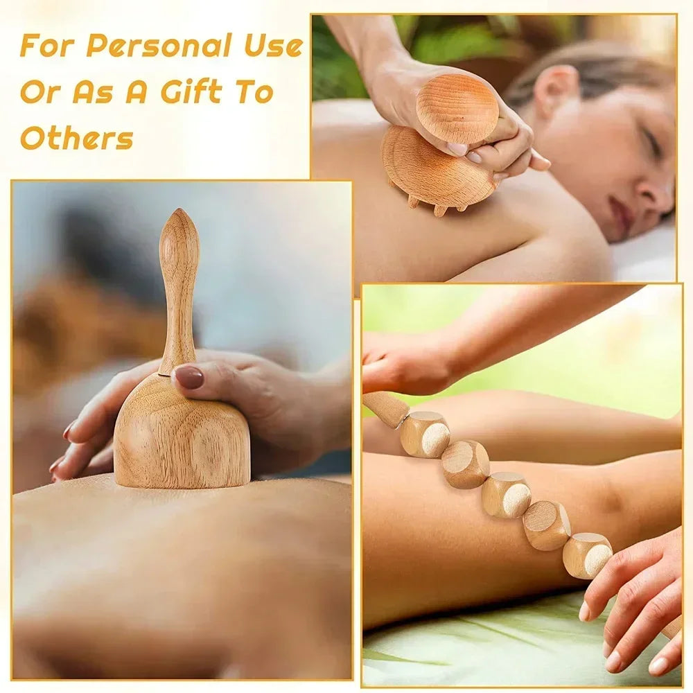 Wooden body massage roller