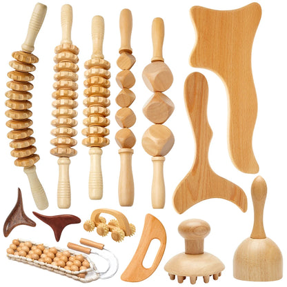 Wooden massage tools set